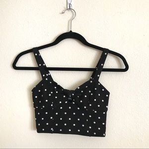 Forever 21 Black Polka Dots Knit Crop Small